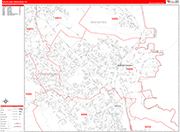 South San Francisco  Wall Map Red Line Style